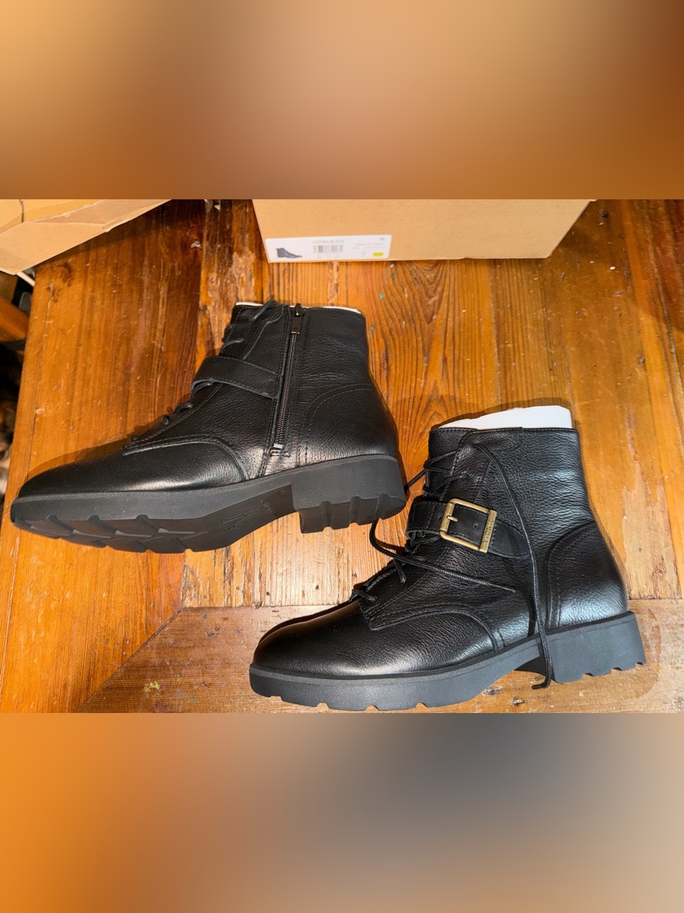 Vionic Catina Black Leather Lace-Up Ankle Boots Women’s Size 7M NIB Orthotic
